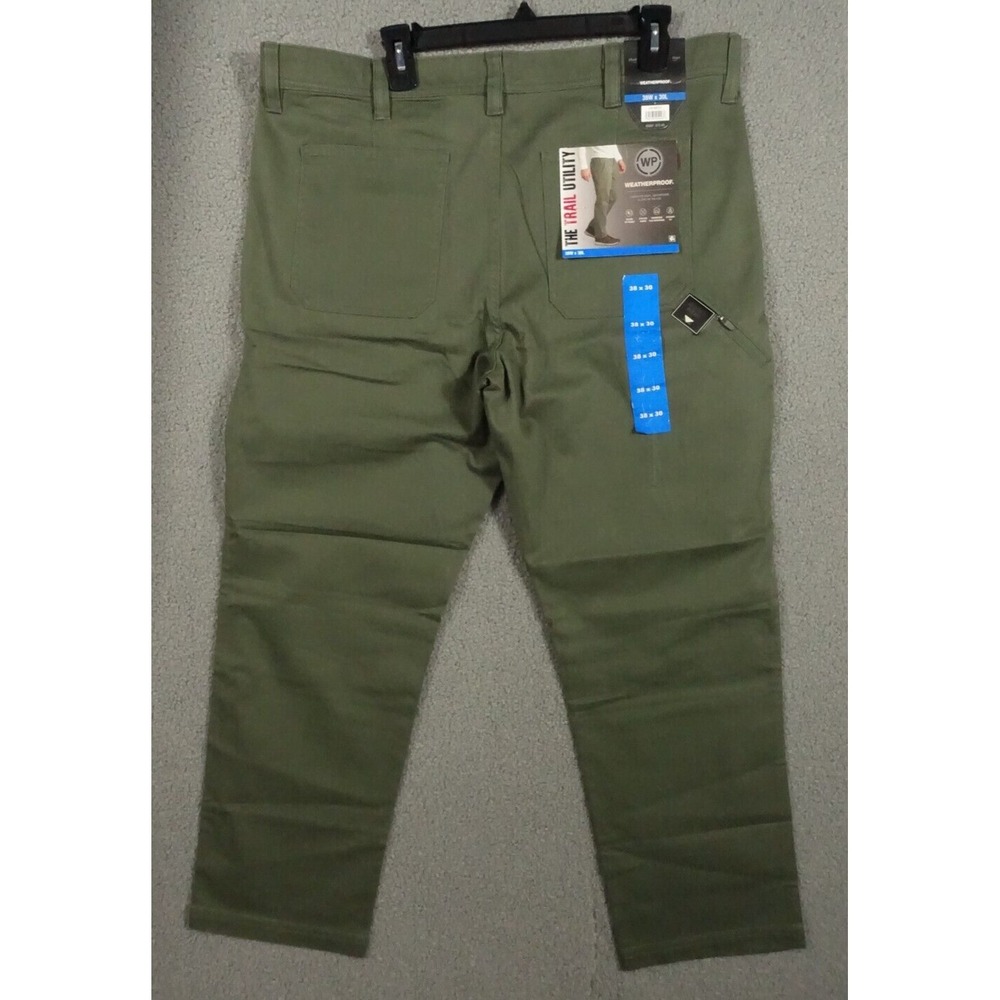 Weatherproof Trail Utility Pants Mens 38x30 Straight Fit Flex Waist Army Green